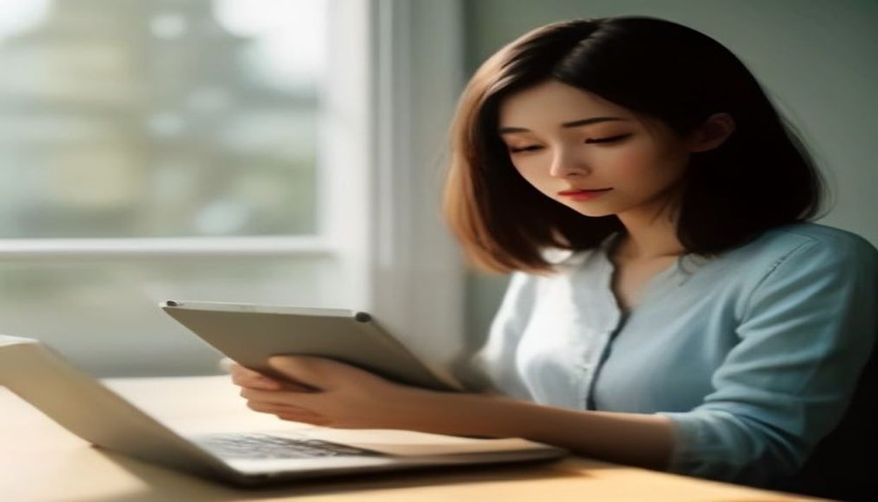 buenas-noticias-salud-mental Mujer leyendo buenas noticias junto a una ventana con luz natural
